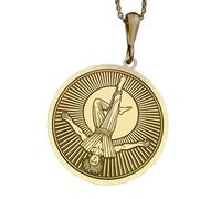 Collana con ciondolo rotondo raffigurante l'impiccato, realizzata in argento sterling 925 placcato oro, con catena a maglia fine da 45 cm. Gioielli fatti a mano per uomo e donna |LKD_EGP_00084