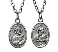 Collana con ciondolo San Pietro e Paolo fondatori apostoli cattolici gioielli...