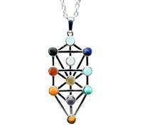 Collana con ciondolo Sefirot dell'Albero della Vita, pietra preziosa, 11...