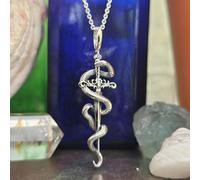 Collana con ciondolo spada serpente argento sterling 925 amuleto e scatola
