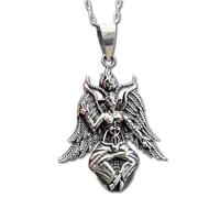 Collana con ciondolo statua del Baphomet in posa argento sterling 925...