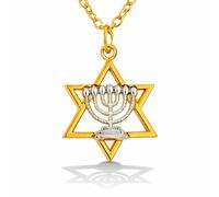 Collana con ciondolo stella di David Menorah Megan cabala ebraica catena...