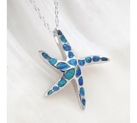 Collana con ciondolo stella marina opale argento 925 grande stella...