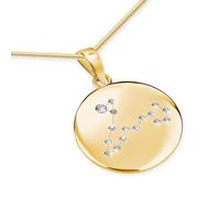 Collana Con Ciondolo Tondo Pendente Segno Zodiacale Pesci In Argento Dorato