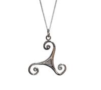 Collana con ciondolo triskele grande triskelion in argento sterling 925 con...
