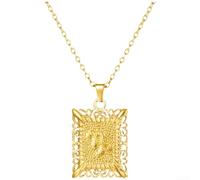 Collana con ciondolo ZODIAC con ciondolo geometrico in acciaio inossidabile e catena regolabile 51 60 cm, gioielli unisex leggeri per l'uso quotidiano (NC24Y0699-4)