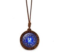 Collana Con Ciondolo Zodiacale Per Donna E Uomo Oroscopo In Legno Rotondo In Corda Di Cera Con Catena Per Maglione Segno Zodiacale Astrologia Costellazione Regalo Di Compleanno Gioielli Gemelli