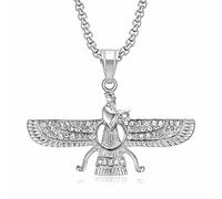 Collana con Ciondolo zoroastriano Classico Persiano Set con Strass Bling Collana con Ciondolo Hip Hop da Uomo Regalo di Gioielli con amuleto in Stile Religioso