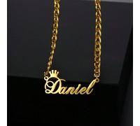 Collana con corona personalizzata, ciondolo con targhetta del nome personalizzata, gioiello con catena cubana adatto sia per ragazzi che per ragazze, il regalo perfetto ed elegante. Nessuna confezione