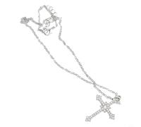 Collana con croce a stella con texture geometrica e zirconi per un'estetica pulita e moderna