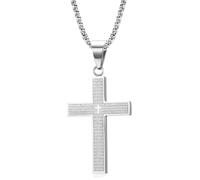 Collana Con Croce Biblica Cristiana - Catena Religiosa Da Uomo | Collana Cristiana Ciondolo Sacro | Ciondolo Croce In Acciaio Al Titanio | Collana Religiosa Ciondolo Versetto Della Bibbia | Collana Co