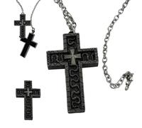 Collana con croce, collana con croce per giochi di ruolo, accessorio alla moda per collezionisti, ciondolo a forma di croce antico, collane con ciondolo a forma di dieci personaggi