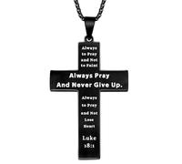 Collana con croce con versi biblici per uomo e donna con bandiera americana, regali cristiani, regali religiosi, bomboniere per battesimo, One Size, Acciaio inossidabile, Non pietra preziosa