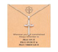 Collana con croce cristiana, gioiello religioso in acciaio inossidabile, gioiello per ragazze, signore, madri, fidanzate, mogli, vacanze, compleanno, uso quotidiano, chiesa, giorno del Ringraziamento
