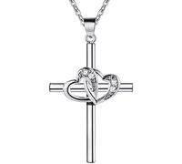 Collana con croce da donna, delicata collana girocollo con ciondolo a forma di croce, collana con cuori, gioielli regalo per donne, compleanno, festa della mamma, bella e pratica