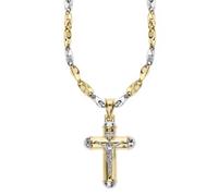 Collana con Croce da Uomo in Oro Bicolore 18 Carati