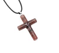 Collana con Croce Di Cristallo Curativo per Donne E Uomini, Ciondolo Di Cristallo, Catena con Pietra Preziosa Naturale, Cordino In Pelle Regolabile, Catena con Corda, Gioielli Reiki, Regalo, Collana