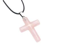 Collana con Croce Di Cristallo Curativo per Donne E Uomini, Ciondolo Di Cristallo, Catena con Pietra Preziosa Naturale, Cordino In Pelle Regolabile, Catena con Corda, Gioielli Reiki, Regalo, Collana