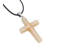 Collana con Croce Di Cristallo Curativo per Donne E Uomini, Ciondolo Di Cristallo, Catena con Pietra Preziosa Naturale, Cordino In Pelle Regolabile, Catena con Corda, Gioielli Reiki, Regalo, Collana