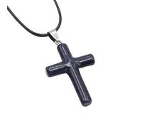 Collana con Croce Di Cristallo Curativo per Donne E Uomini, Ciondolo Di Cristallo, Catena con Pietra Preziosa Naturale, Cordino In Pelle Regolabile, Catena con Corda, Gioielli Reiki, Regalo, Collana