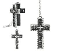Collana con croce e scomparto segreto - Ispirata a un gioco coreano di sopravvivenza, collana a croce unisex in stile segreto gioco coreano drammatico, acciaio inossidabile, archiviazione discreta per