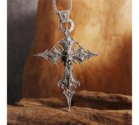 Collana con croce gotica per donne e uomini, vintage, con ciondolo a forma di teschio in cattività, collana gotica per feste di Halloween