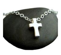 Collana con croce in argento sterling 925. Ciondolo con simbolo cristiano. Perlina piccola. Piccolo, semplice, delicato, regalo per tutti i giorni. | Con catena da 18 pollici | Placcato argento |