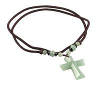 Collana con Croce In Cristallo Naturale per Uomo E Donna, Ciondolo con Catena Intrecciata A Mano, Corda Regolabile, Pietra Preziosa Naturale, Regalo per Reiki, Collana In Avventurina