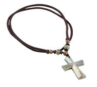 Collana con Croce In Cristallo Naturale per Uomo E Donna, Ciondolo con Catena Intrecciata A Mano, Corda Regolabile, Pietra Preziosa Naturale, Regalo Di Gioielli Reiki, Collana In Agata Indiana