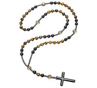 Collana Con Croce In Pietra Naturale, Perline Di Ematite, Collana Con Pietre Preziose Naturali Per Uomo E Donna, Gioielli Fatti A Mano Con Filo Di Cristallo Curativo Per Preghiera E Meditazione, Pie