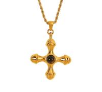 Collana Con Croce Massiccia Per Donna E Uomo, Vintage, Delicata, Con Ciondolo In Pietra Preziosa Turchese Blu/Occhio Di Tigre, Collana Con Ciondolo Di Protezione, Preghiera E Fede, Regalo Per Gioiel