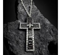 Collana con croce nera, collana nera con ciondolo a forma di dieci personaggi, stile vintage, unisex, gioiello religioso per uomo e donna, accessorio alla moda, regalo significativo
