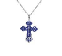 Collana con croce ortodossa da donna russa IC XC NIKA croce Gesù Cristo medaglione ciondolo greco bizantino amuleto religioso orientale gioielli cristiani cattolici regalo per uomo, Medium, Acciaio