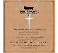 Collana con croce per 16°/18°/21° compleanno per ragazzo, collana con ciondolo a forma di croce in acciaio inossidabile, collana con crocifisso, regalo di buon compleanno per figlio, nipote, fratello