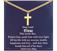 Collana con croce per battesimo per ragazzi, in acciaio inox, con catena a croce dorata, per prima comunione, battesimo, regali cristiani, regali di Pasqua per adolescenti, ragazzi, figli, nipoti