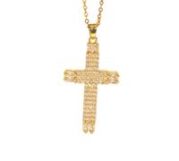 Collana Con Croce Per Donne E Ragazze, Placcata In Oro 18 Carati, Con Zirconi Cubici, Ciondolo A Forma Di Croce, Ciondolo Geometrico, Delicato Gioiello Con Diamanti, Regali Religiosi C