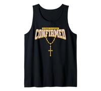 Collana con croce per la cresima, con scritta "Confirmed in Christ", colore: rosa Canotta