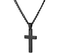 Collana con Croce per Uomo - Collana con Ciondolo a Croce Semplice in Argento e Oro Nero in Acciaio Inossidabile Regali di Gioielli sempliciDurability