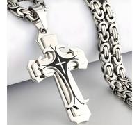 Collana con Croce SB - 38774 - Argento / Nero / 70cm