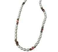 Collana con crocifisso con perline di perle rossa da donna con ciondolo a croce regolabile collana girocollo da donna Bianchi gioielli alla moda regali per anniversario di compleanno imitazione cattol