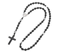 Collana con crocifisso in acciaio inossidabile con perline rosario Lunghezza catena per collana religiosa crocifisso Collana con perline Gioielli religiosi Perline rosario Simbolo Catena Alla