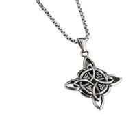 Collana con crocifisso irlandese con nodo orientale, elegante colore oro e argento disponibile per scegliere un accessorio alla moda da uomo, as shown, Metallo