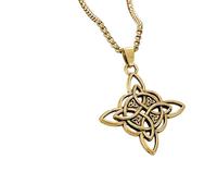 Collana con crocifisso irlandese con nodo orientale, elegante colore oro e argento disponibile per scegliere un accessorio alla moda da uomo, as shown, Metallo