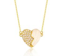 Collana con cuore magnetico in oro premium con diamanti, collana con cuore magnetico su due lati, ciondolo d'amore magnetico con diamanti incastonati, catena con clavicola alla moda (1pcs)
