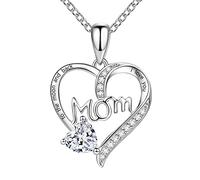 Collana con diamanti incisi a forma di cuore, per la festa della mamma, regalo per la festa della mamma, con ciondolo a forma di cuore, bellissimo regalo in movimento, A, 7cmX5cmX1cm