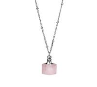 Collana Con Diffusore Di Oli Essenziali E Aromaterapia Per Uomo E Donna, Collana Con Cristalli Curativi, Ciondolo Con Bottiglia Di Profumo Quadrata In Pietra Preziosa Naturale, Catena Energetica, Gi