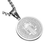 Collana con Disco a Croce Ciondolo di Dio per Uomini e Donne, Gioielli con Simboli Cristiani in Acciaio Inossidabile per Halloween