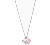 Collana con doppio smalto a forma di cuore Gioielli con ciondoli in argento sterling 925 Ciondolo rosa blu Collane di moda dolce per(C)