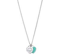 Collana con doppio smalto a forma di cuore Gioielli con ciondoli in argento sterling 925 Ciondolo rosa blu Collane di moda dolce per(A)