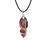 Collana Con Drago Di Cristallo Per Donne E Uomini, Collana Con Amuleto Di Protezione In Pietra Curativa Con Prisma Esagonale Avvolto Da Drago, Ciondolo Retrò Con Pietra Preziosa Naturale Da Uomo, G